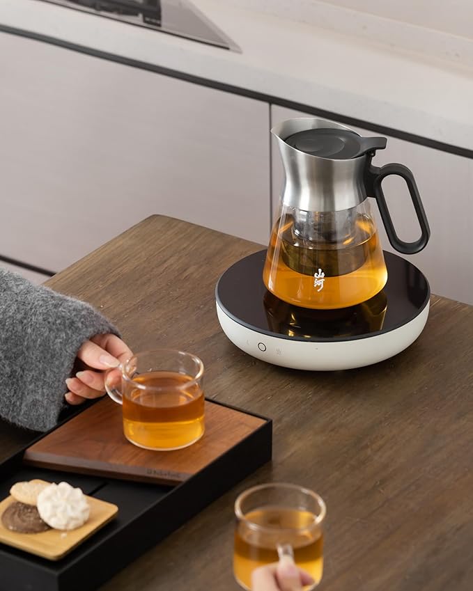 ZENS Design Glass Teapot with Infuser with 2 Cups, 23oz Small Loose Leaf Steeper Pot with Stainless Steel Spout for Hot Tea Diffusers, Oval Handle Clear Tea Infusers Pot for Tea Lovers Gifts - Bloomnest