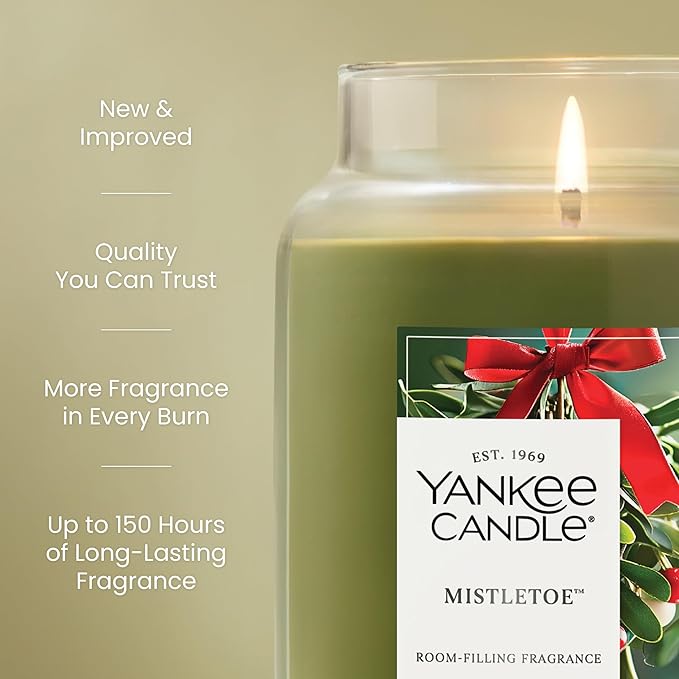 Yankee Candle Mistletoe Scented Candle, 22oz Large Jar with up to 150 Hour Burn Time, Giftable, Holidays - Bloomnest