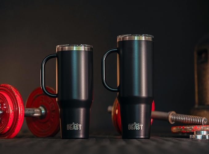 Beast 42 oz Tumbler Stainless Steel Vacuum Insulated Coffee Ice Cup Double Wall Travel Flask (Matt Black) - Bloomnest