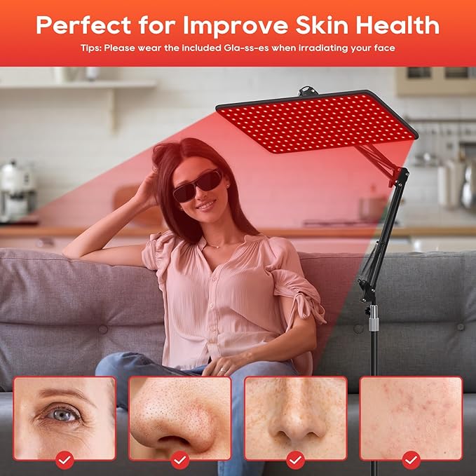 Red Light Therapy for Body and Face, 660nm 850nm 940nm Infrared Redlight-Therapy Lamp Device with Large Panel and Stable Stand at Home, Idea Gift for Women Wife Mom Sister Girlfriend BEICHEN