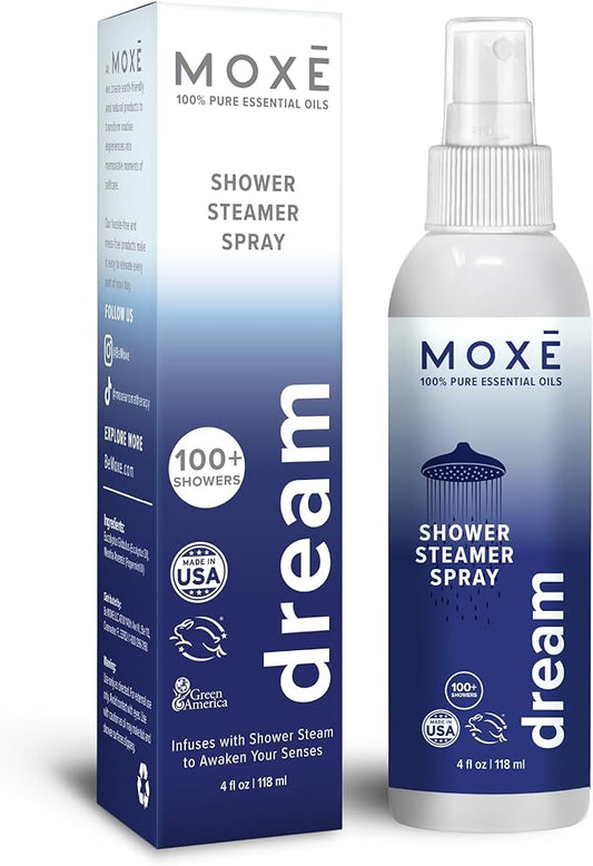 MOXE Shower Mist, Spa Steam Spray, Certified Natural Essential Oils, Aromatherapy, Tension Relief (Dream, 4 Fl Oz (Pack of 1)) - Bloomnest