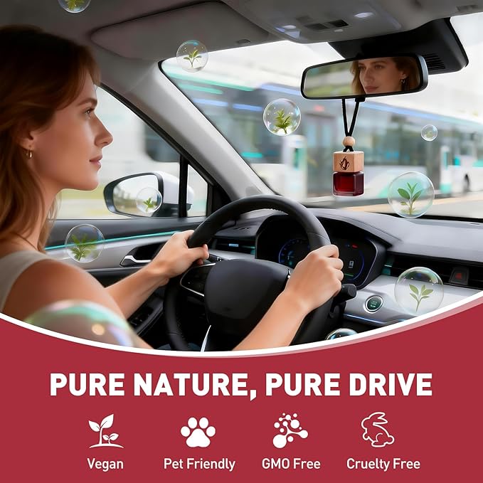 Car Air Freshener Hanging 2 Pack, Rosehip Wine Scent Car Perfume, Long Lasting Automotive Essential Oil Diffuser, Cute Car Accessories for Women Men - Bloomnest