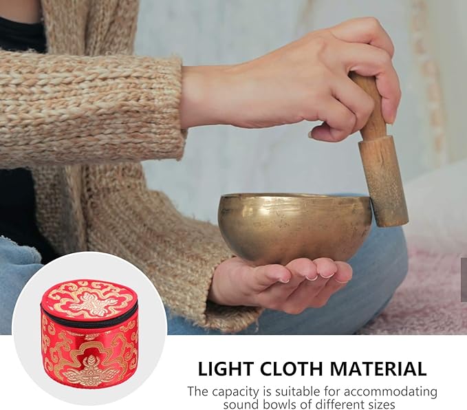 VAKUUM Gift Wrapping Bags Chanting Bowl Travel Bag Tibetan Singing Bowl Case Buddhist Singing Bowl Carry Bag Sound Bowl Holder Case Storage Bag Round Storage Tote Bag Gift Wrap Bags - Bloomnest