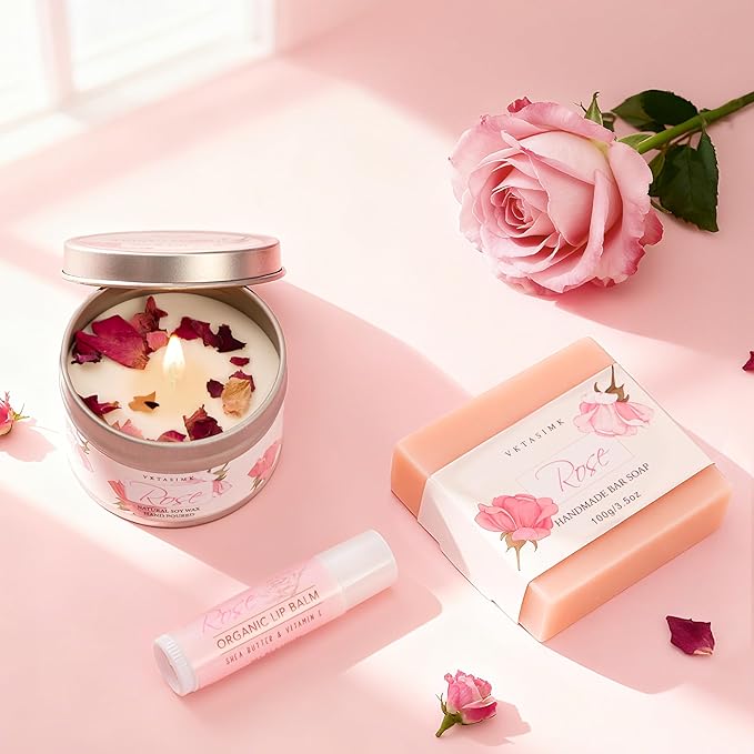 Gifts for Women, Birthday Gifts for Women, Bath and Body Gift Basket Mothers Day Gifts, Rose Home Spa Set Self Care Gift, Thank You for Mom Sister Her Teacher Friends Friendship - Bloomnest