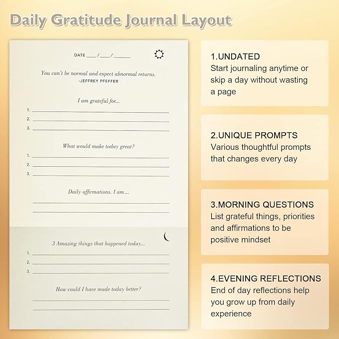 The Gratitude Journal, manifestation journal, Daily Journal with Prompts for Affirmation, Happiness, Mindfulness, Positivity, Wellness, Undated Journal for Women & Men(8.5 * 5.5 inches) - Bloomnest