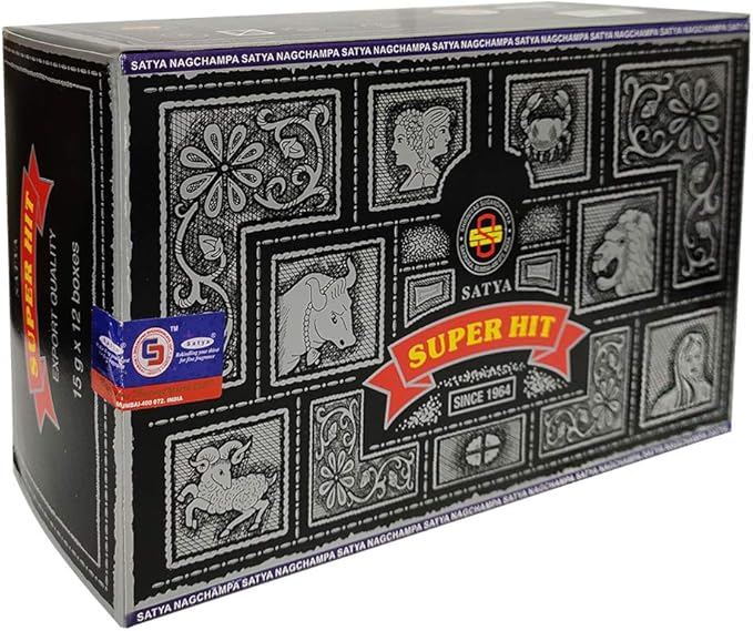 Super Hit Incense Sticks 15g x 12 and Incense Stick Holder Bundle Insence Insense Satya - Bloomnest