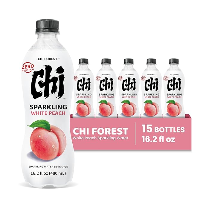 CHI FOREST Flavored Sparkling Water Beverage, White Peach, Zero Sugar, 16.2 fl oz Bottles (pack of 15) - Bloomnest