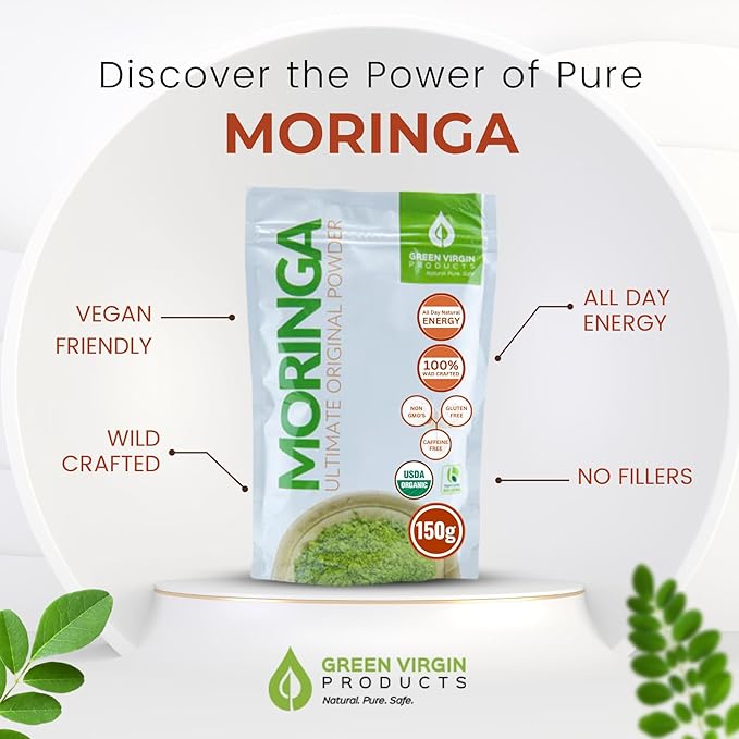 Organic, Moringa Oleifera, Original Leaf Powder, 150 Grams - Bloomnest