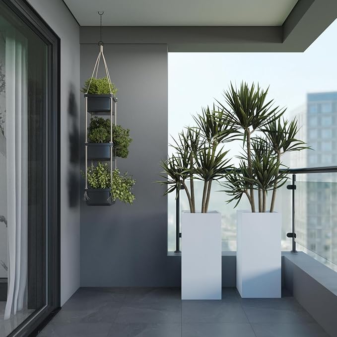 White Steel Metallic Heavy Planter for Outdoor Plants Box 14"x14"x30" Metal Planter Spliced Flower Pots with Partitions for Outside,Indoor,Garden (White, 14 * 14 * 30) - Bloomnest