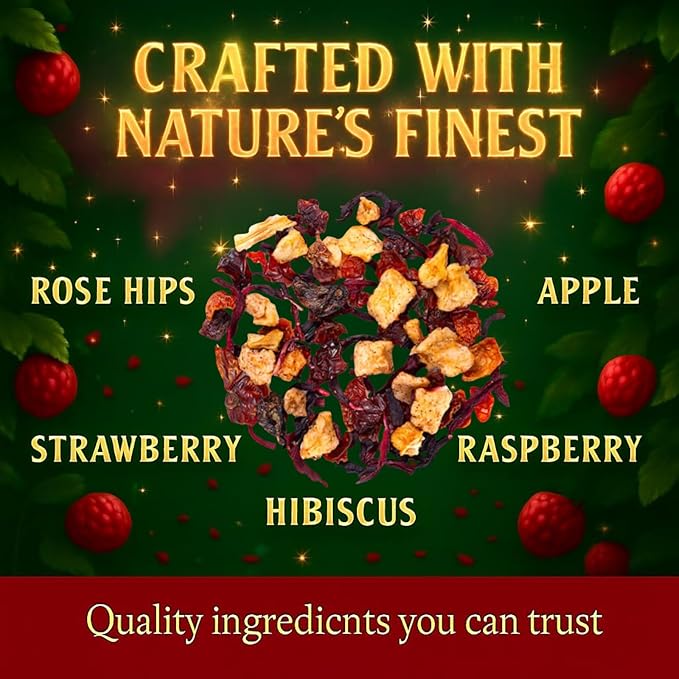 Bellasia Tea Fairy Berry for Kids Using Real Strawberry Pieces- Caffeine Free Herbal Tea Blend with Real Ingredient & Balanced Flavor- Add Loose Leaf Tea to Your Child’s Routine for Fun & Tasty Drink - Bloomnest