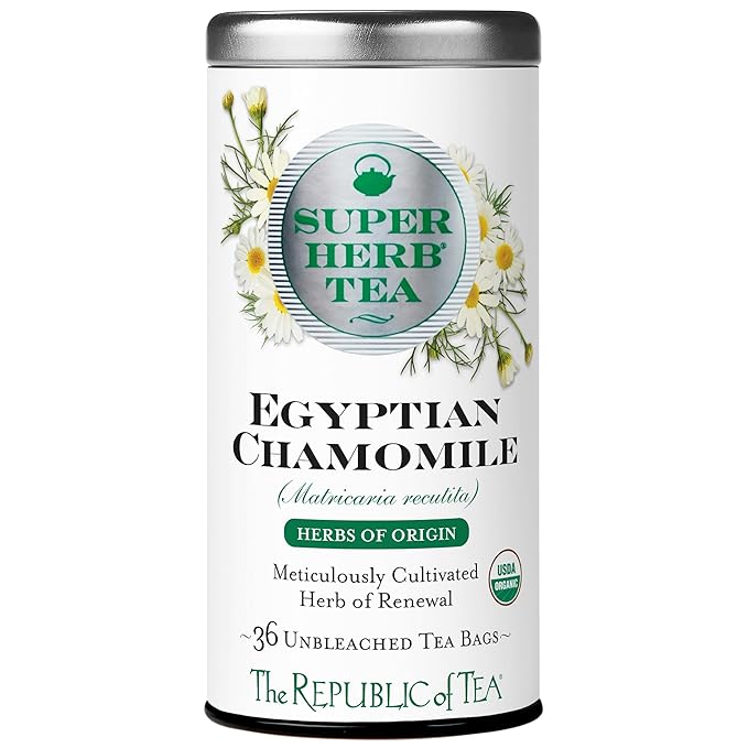 The Republic of Tea — Organic Egyptian Chamomile SuperHerb Tea Tin, 36 Herbal Tea Bags, Naturally Caffeine-Free Herbs of Origin - Bloomnest