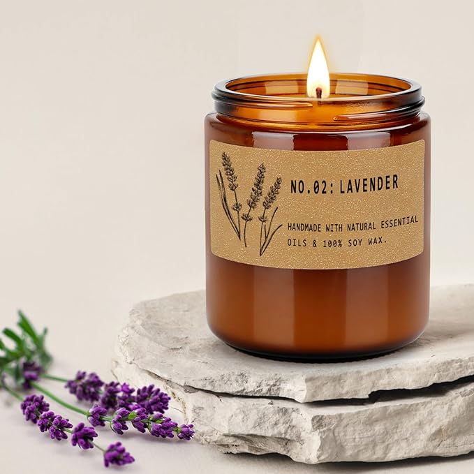 Soy Wax Candle Gift Set, 4 Pack Scented Candles for Home – Sandalwood & Fresh Rose, Lavender, Amber & Moss–Long Lasting Aromatherapy Candles for Stress Relief & Holiday Gifts for Family, Friends - Bloomnest