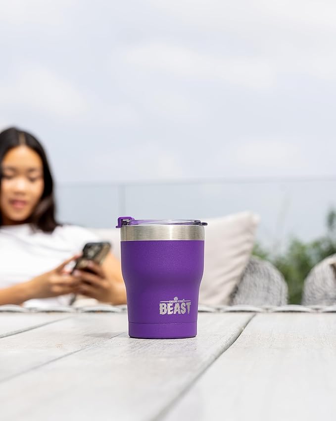Beast 10 oz Tumbler Stainless Steel Vacuum Insulated Coffee Ice Cup Double Wall Travel Flask (Purple) - Bloomnest