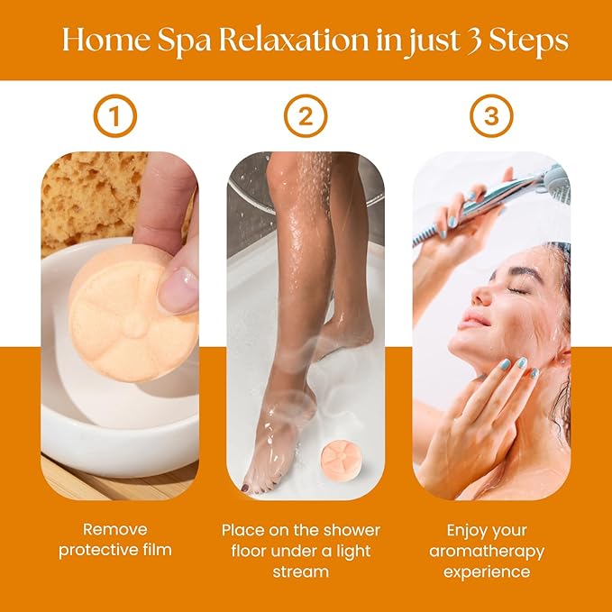 TLG Refresh Shower Steamers Aromatherapy 7 Pack – USA Made with Extra Menthol and Orange & Tea Tree Essential Oils – Shower Bomb for Relaxation, Citrus Shower Tablets – Gift for Men & Women - Bloomnest