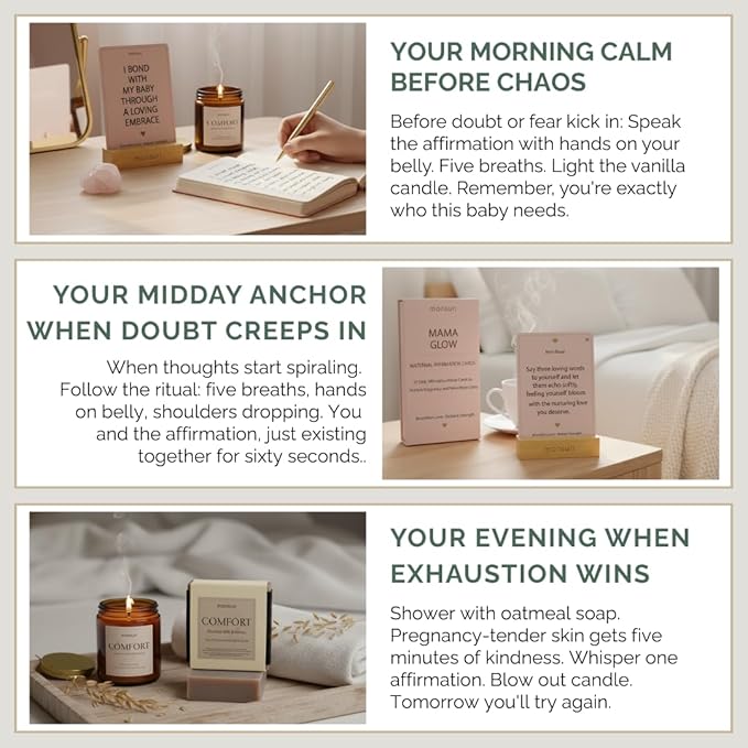Pregnancy & Postpartum Gifts For Mom | 31 New Mom Affirmation Cards, Vanilla Candle & Oatmeal Soap. Ideal New Mom Care Package After Baby, Pregnancy Gifts for Expecting Mom, Baby Shower Gifts for Mom - Bloomnest