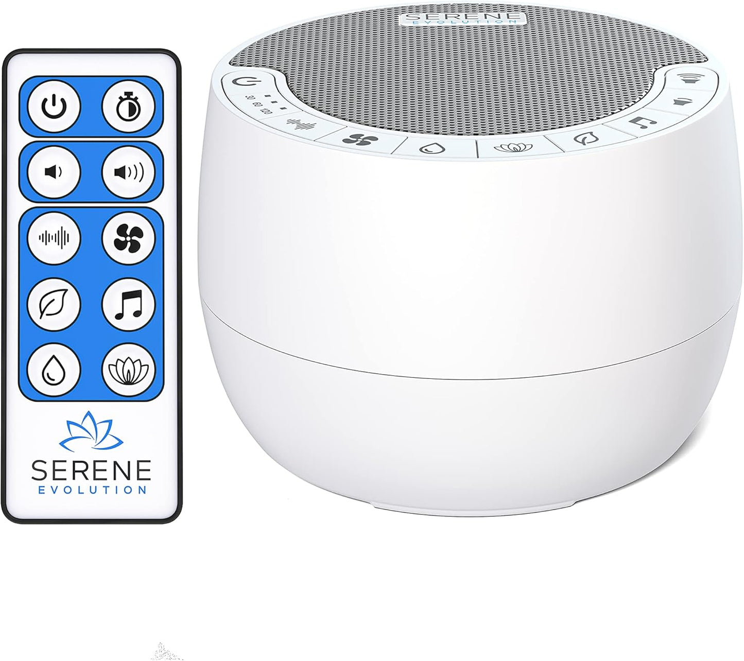 Serene Evolution White Noise Sound Machine with Remote Control - 70 Sound Options for Sleeping Adults and Babies - White Noise Machine for Office Privacy, Noise Canceling with Ocean and Rain Sounds