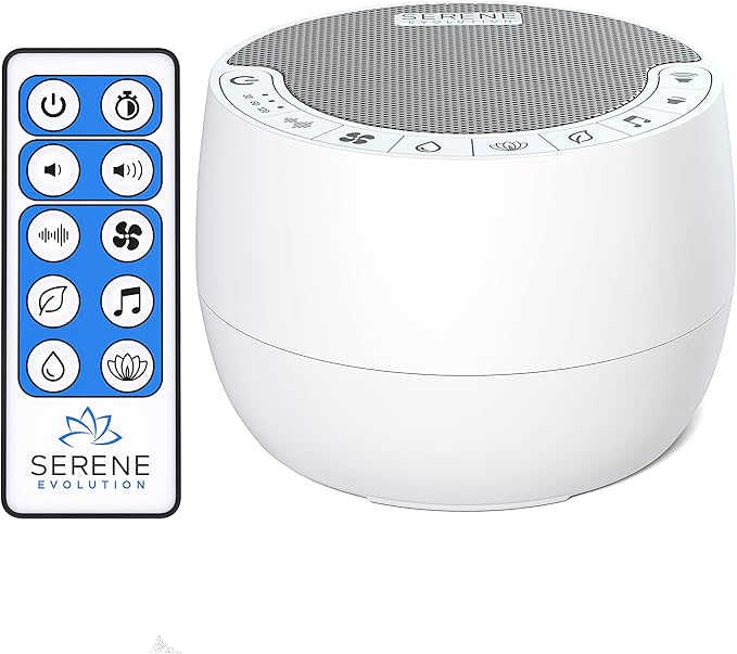Serene Evolution White Noise Sound Machine with Remote Control - 70 Sound Options for Sleeping Adults and Babies - White Noise Machine for Office Privacy, Noise Canceling with Ocean and Rain Sounds - Bloomnest