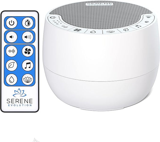 Serene Evolution White Noise Sound Machine with Remote Control - 70 Sound Options for Sleeping Adults and Babies - White Noise Machine for Office Privacy, Noise Canceling with Ocean and Rain Sounds - Bloomnest