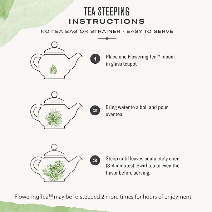 Numi Organic Tea Flowering Tea Gift Set, 6 Tea Blossoms with 16 Ounce Glass Teapot in Elegant Bamboo Case (Packaging May Vary) - Bloomnest