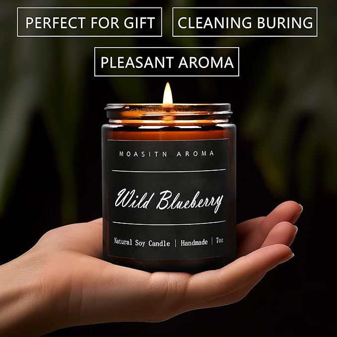 MOASITN Blueberry Highly Scented Candles for Home| Natural Soy Aromatherapy Candle| Handmade Long Lasting Jar Candle Gift for Women,Men as Birthday,Summer,Relaxing,Gifts| 7oz - Bloomnest