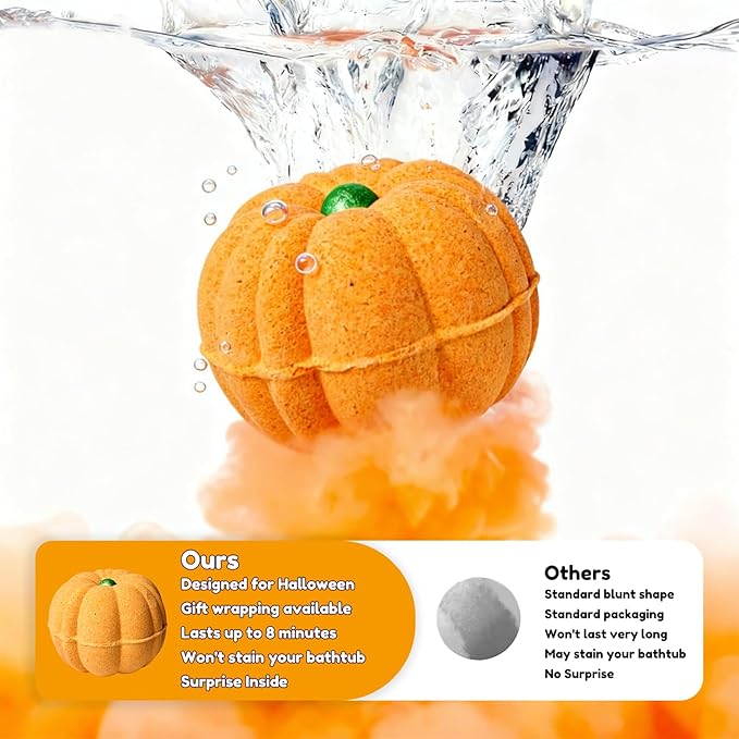 Halloween Bath Bombs for Kids Gifts: 9 Pcs Pumpkin Bath Bomb with Toys Inside Surprise Spider Light up Bath Toy Spooky Basket Stuffers for Kid Boys Girls Ages 3+ Bubble Fall Shower Steamers Bathroom - Bloomnest