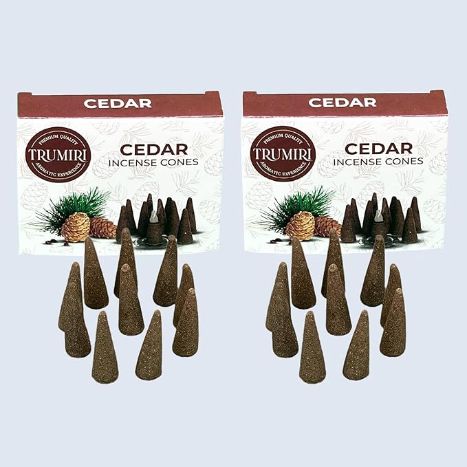 TRUMIRI Cedar Incense Cones - Total 20 Cone Incense - Dual Pack of 10 Insence Cones - Incense Cones Scented - Cone Incense Scents - Insense Cones - Incent Cone TRUMIRI