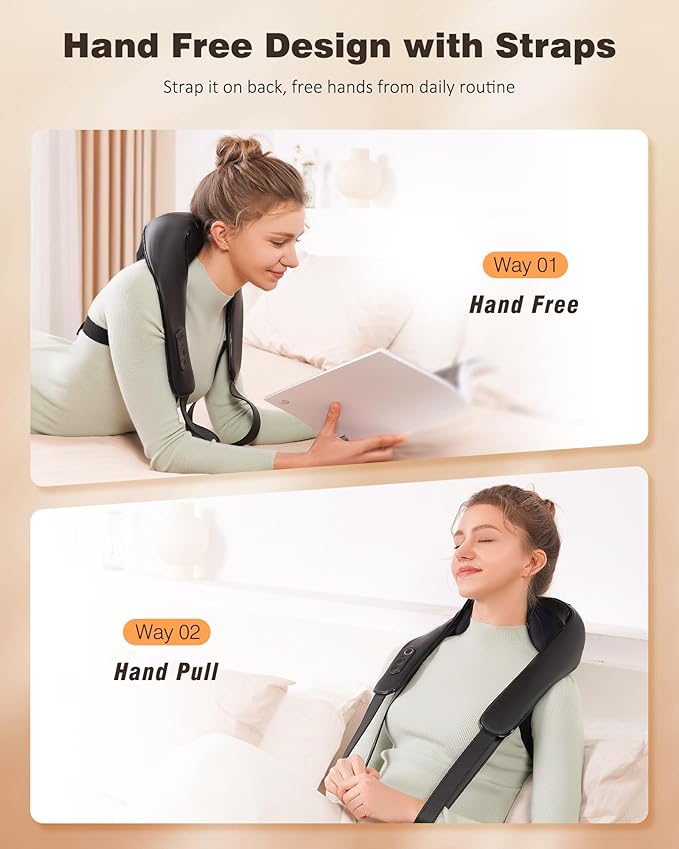 Neck and Shoulder Massager with Heat, Cordless Back and Neck Massager, Upgraded Graphene Heating, 4D Shiatsu Deep Kneading Massage for Shoulder, Back,Leg,Pain Relief, Portable Gifts for Dad Mom Friend - Bloomnest