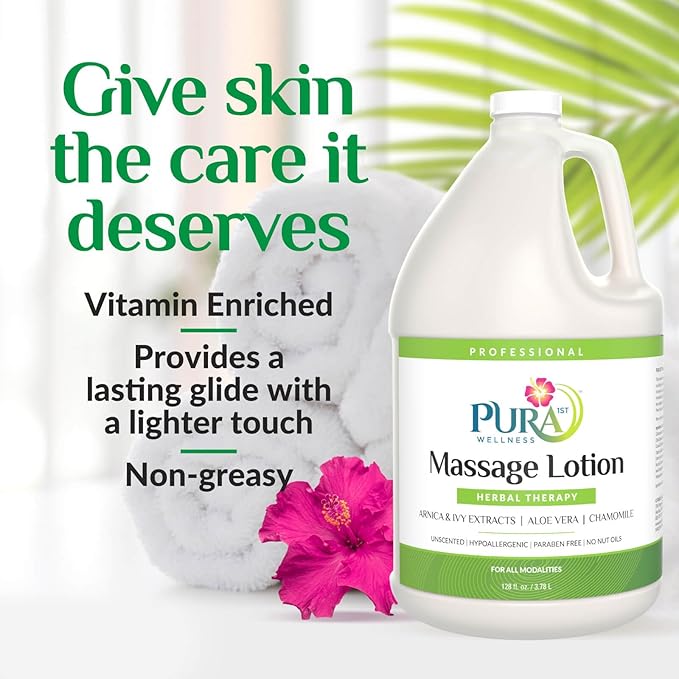 Wellness Professional Herbal Massage Lotion, 128oz, Hypoallergenic Formula for Muscle Relief, Professional Deep Tissue Therapy, Unscented Massage Lotion for Physical Therapy Recovery - Bloomnest