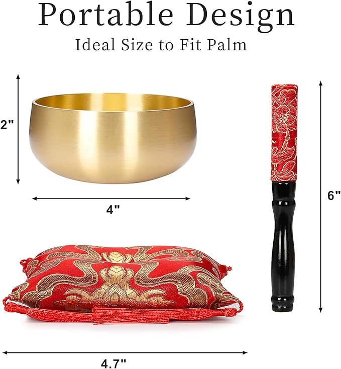 Tibetan Singing Bowl Set - 4" Handcrafted Meditation Sound Bowl for Yoga, Mindfulness Chakra Healing & Stress Relief | Complete Kit with Cushion & Mallet | Spiritual Gifts for Beginners (4 Inch) - Bloomnest