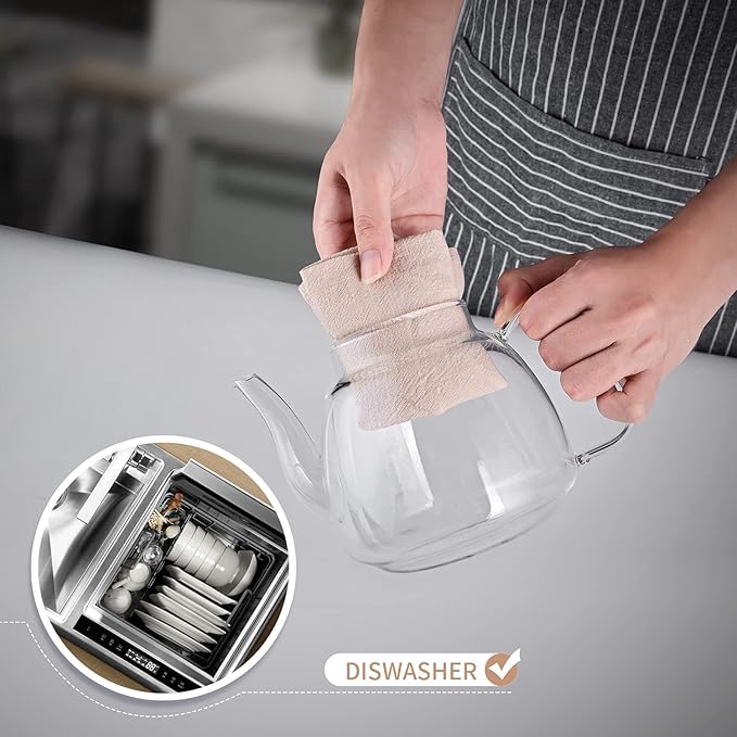 CNGLASS Glass Teapot with Infuser(37.5oz),Clear Tea Kettle with Removable Stainless Steel Strainer,Stovetop Safe Glass Teapot for Blooming and Loose Leaf Tea - Bloomnest