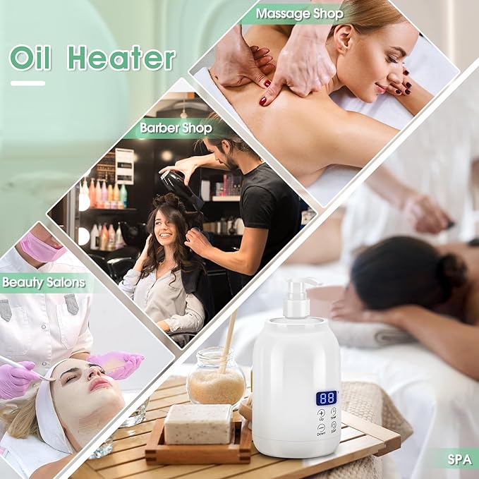 Gugxiom Massage Oil Warmer, LED Display Single Bottle Lotion Heater, Temperature Control Massage Table Warmer with 2 Oil Bottles, for Lotion Cream Massage Oil (US Plug) - Bloomnest