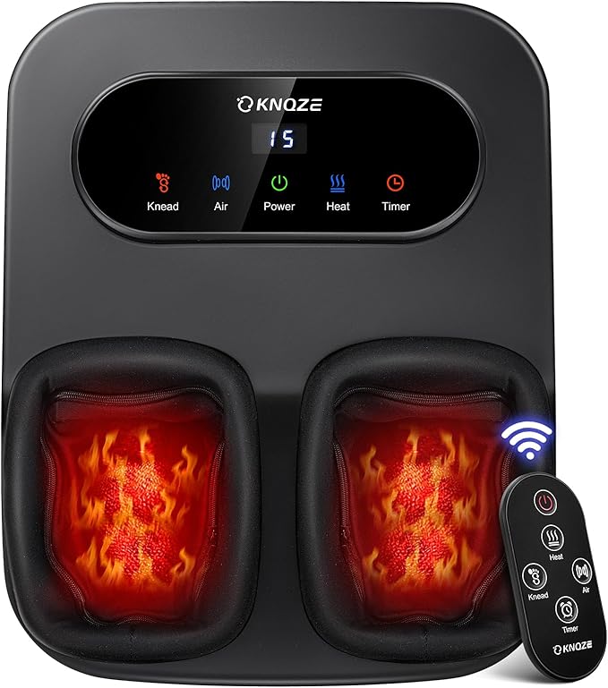 Foot Massager with Heat and Remote, Shiatsu Deep Kneading Feet Massager for Plantar Fasciitis & Neuropathy, Foot Warmer, Gifts for Mom Women Men Dad, Fits Up to Men Size 12 - Bloomnest