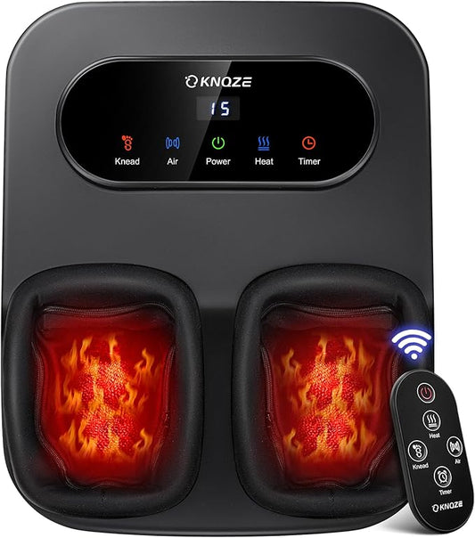 Foot Massager with Heat and Remote, Shiatsu Deep Kneading Feet Massager for Plantar Fasciitis & Neuropathy, Foot Warmer, Gifts for Mom Women Men Dad, Fits Up to Men Size 12 - Bloomnest