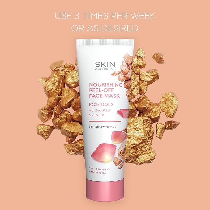 Rose Gold Peel-Off Face Mask - Unclogs Pores, Removes Oil & Dirt, Tightens Skin, Blackhead Remover - Dermatologist Tested Korean Skincare - Clean Beauty, Cruelty-Free - 6.7 Fl oz - Bloomnest