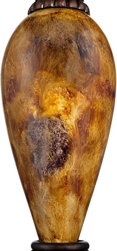 Kathy Ireland Mulholland Traditional Vintage Table Lamp with White USB Charging Dimmer Cord 37" Tall Bronze Golden Marbleized White Bell Shade for Living Room Bedroom House Bedside Nightstand - Bloomnest