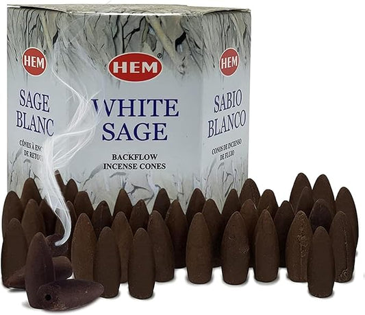 TRUMIRI White Sage Backflow Incense Cones For Waterfall And Mat Bundle Inciensos Aromaticos|Incienso|Inciense|Insienso