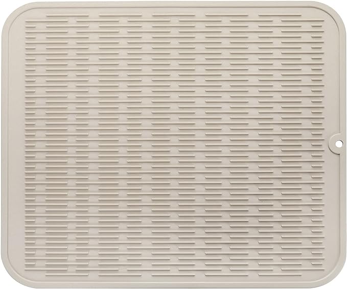Silicone Dish Drying Mat for Multiple Usage,Easy clean,Eco-friendly,Heat-resistant Silicone Mat for Kitchen Counter or Sink,Refrigerator or Drawer Liner Tapioca 2XL 24 inches x 18 inches - Bloomnest