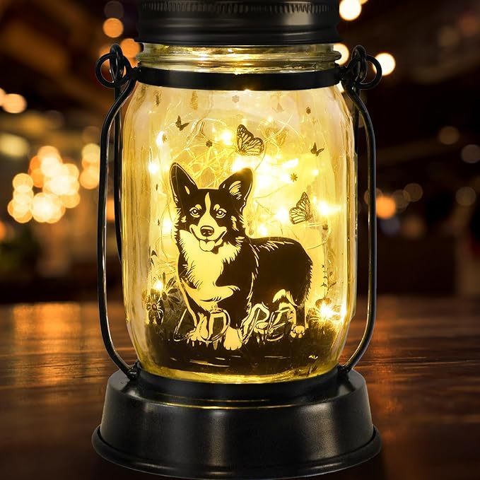 Corgi Gifts for Women/Men Corgi Solar Lanterns Dog Mom Birthday Dog Lovers Lantern Pet Loss Pet Memorial Lights Solar Garden Decoration for Yard, Patio,Backyard,Porch Torches - Bloomnest