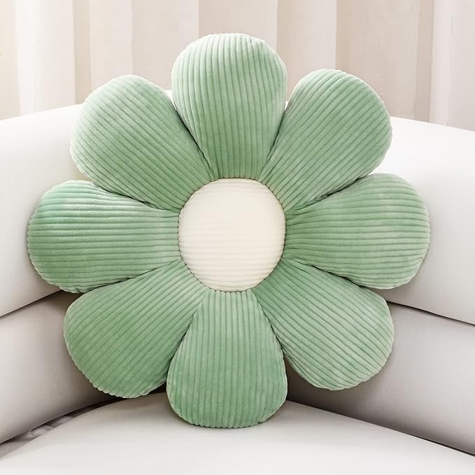 Sioloc Flower Shaped Throw Pillow, Butt Cushion, Floor Pillow,Seating Cushion, Room Decor & Plush Pillow for Bedroom Sofa Chair(Green,15.7'') - Bloomnest