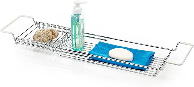 Home Intuition Stainless Steel Expandable Shower Bathtub Tray Over The Clawfoot Tub Bath Caddy - Bloomnest