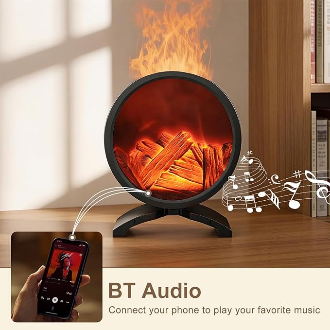 Fireplace Flame Oil Diffuser with Speaker & 260mL Fire Oil Diffuser,Essential Oil Diffuser 5 Color Fire Aroma Diffuser Aromatherapy Aroma Diffuser, Ultrasonic Mist with Timer & Auto Shut-Off - Bloomnest