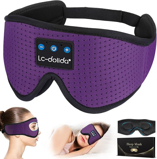 LC-dolida Sleep Headphones, Sleep Mask Bluetooth Wireless Music Eye Mask, Sleeping Headphones for Side Sleepers Sleep Mask with Bluetooth Headphones Ultra-Thin Stereo Speakers Perfect for Sleeping - Bloomnest
