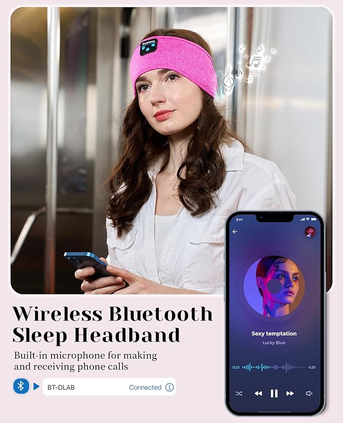 Sleep Headphones Bluetooth Headband Sleeping Headphones Headband Wireless Sleep Headband with Comfortable Earbuds for Side Sleepers, Sleeping Eye Mask for Women Men Workout Running Cool Gifts - Bloomnest