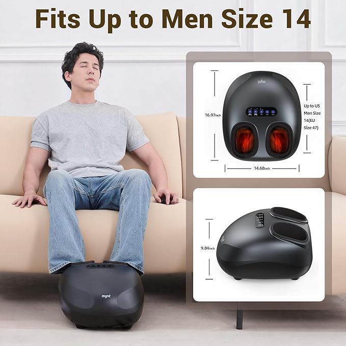 Mynt Foot Massager with Heat, FSA Eligible HSA Approved Item, Shiatsu Foot Massager for Plantar Fasciitis, Neuropathy Pain, Multi-Modes Feet Warmer with Remote Control Fits Up to 14, Gifts for Mom Dad
