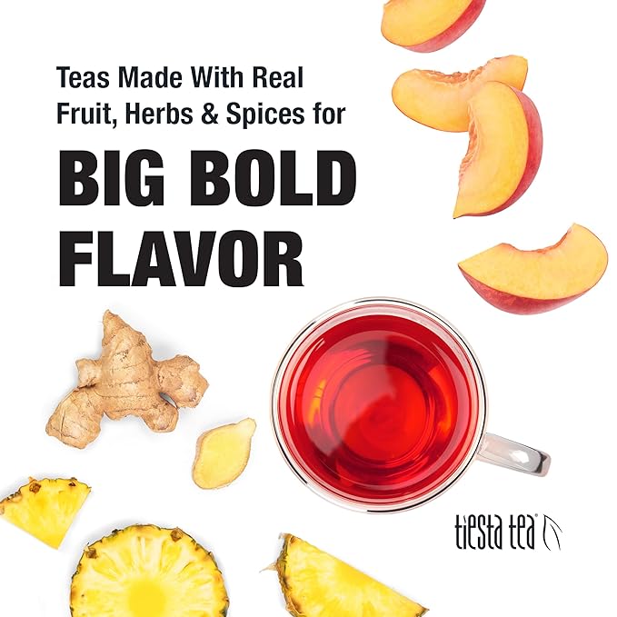 Tiesta Tea - Ginger Sweet Peach, Loose Leaf, Spicy Peach Herbal Tea, Tranquility Non-Caffeinated Blend, Bulk Hibiscus Leaves with Cane Sugar, Brews Up to 50 Cups, 6 Ounce Refillable Tin - Bloomnest
