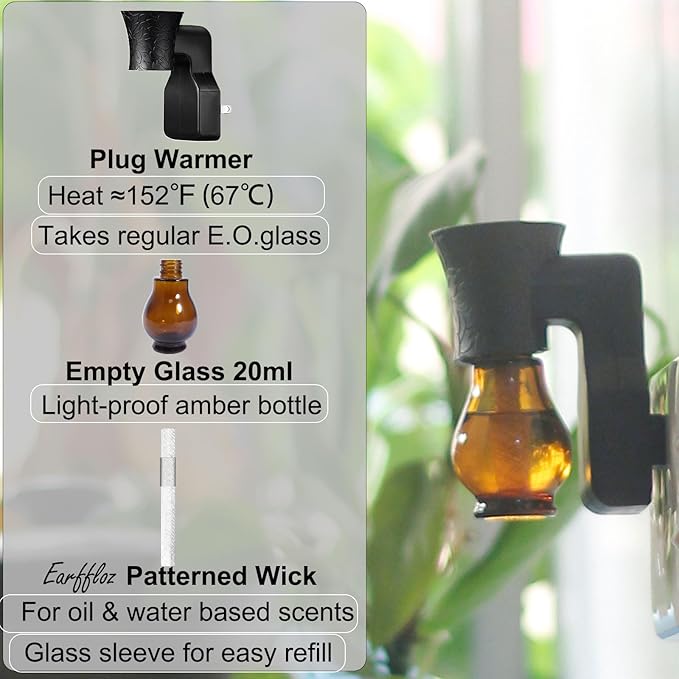 Blank Plug-in Air Freshener 4 Sets Empty Wall Plug Oil Diffuser for DIY Characteristic Home Scent from Natural Essential Oil, EO+Water, Fragrance Refill (Black) Earffloz
