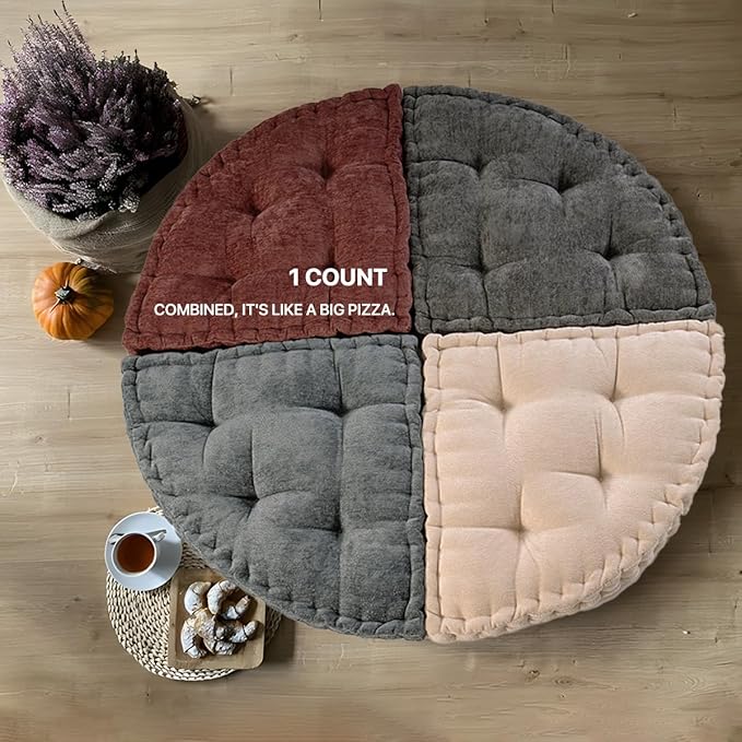 Fan-Shaped Floor Cushion Fan Floor Pillow, Meditation Cushion for Sitting or Yoga, Pizza Cushions Thick Outdoor Seating for Kids for Adults 28"*28" - Bloomnest