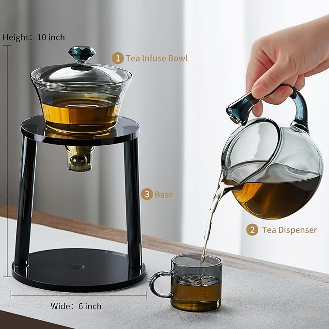 Magnetic Glass Teapot Tea Pot With Magnetic Ball, 12 OZ Drip-Teapot With Infuser, Kungfu Tea Set, Semi-Automatic Glass Turkish Tea Set 350ML - Bloomnest