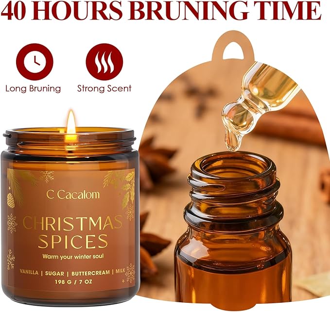 4Pack/28oz Christmas Soy Candles Gift Set Non-Toxic Aromatherapy Scented Holiday Candles for Chritmas Gifts Home Decor, Luxury Vinilla/Apple/Eucalyptus/Rose Jar Candle, Winter Candle Set for Women Men - Bloomnest