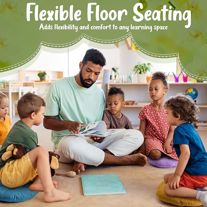 Fumete 12 Pcs Floor Pillows Cushions Seating 16 x 16 Inches Color Round Seat Reading Floor Chair Cushions for Kids Adults Classroom Home School Playing Supplies(Colorful) - Bloomnest
